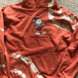 Disney Mickey Mouse Coral Sweatshirt Disney World Hoodie Small Tie Dye
